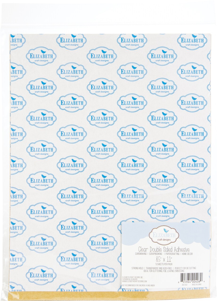 Elizabeth Craft Clear Double-Sided Adhesive Sheets 5/Pkg-8.5"X11"